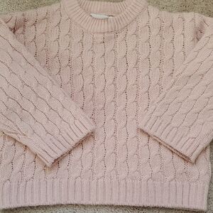 Zara Little Girls Cable Knit Sweater Size 5 Pastel Pink
